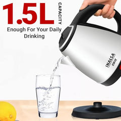 INALSA Electric Kettle for Hot Water |1.8 L Capacity| LED Illumination & Borosilicate Glass Body| 2 Year Warranty|Multipurpose Electric Kettle| Water Boiler (Prism Inox),1350 Watts