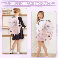 TS WITH TECHSUN College Laptop Backpack for Women & Teens with Zipper Pouch | School Bag for Girls 13-14 Years | 18 Inch Book Backpack | Travel School Bag, Tuition, Coaching (CAPYBARA - BROWN)