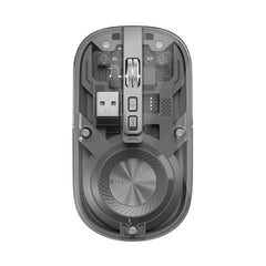 Portronics Toad 8 Transparent Wireless Bluetooth Mouse with Dual Wireless (BT + 2.4 GHz), Rechargeable Battery, Noise-Free Clicking, Show/Hide Desktop, Multi-Device Pair, Adjust Sensitivity (Grey)