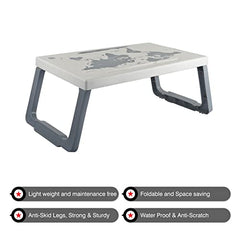 Cello Lappy Study Table, Breakfast Table, Foldable and Portable & Ergonomic, Plastic, White & Grey, 570*370*52, (CLO_LPY_TBL)