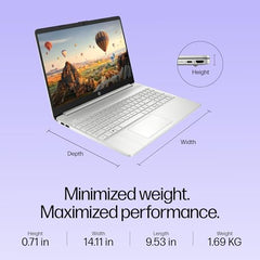 HP 15 Smartchoice, Intel Core Ultra 5 125H 12 TOPS, 24GB DDR5 (Upgradeable) 1TB SSD,Anti-Glare, FHD, 15''/39.6cm,Win11, M365*Office24, Silver, 1.65kg, FD1458TU, FHD Camera w/Shutter, Backlit AI Laptop