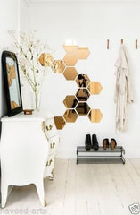 SYGA Acrylic Hexagon Wall Decor - 20 Golden Mirror