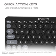 Amkette New and Improved Optimus BT 4-in-1 Multi-Device Wireless Keyboard, Pop Keys, Bluetooth, One-Click Device Switching, AI Access, Dual OS Layout, Windows, macOS, Android & iOS Compatible, Black