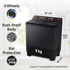 Samsung 9.5 Kg, 5 Star, Semi-Automatic Top Load Washing Machine (WT95A4260GD/TL, Air Turbo Drying, Dark Gray, 5 Year Warranty on Wash Motor)
