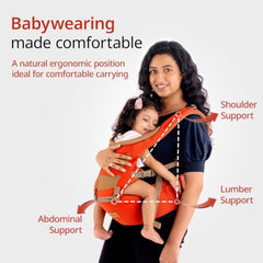 LuvLap Royal Hip Seat Baby Carrier with 4 Carry Positions, Baby Carrier with Hip seat for 6 to 24 Months Baby, Adjustable New-Born to Toddler Carrier, Max Weight Up to 15 Kgs (Black)