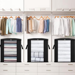 BLACKBOXES Extra Large Blanket Storage Bags 120L 2 Pack Comforter Storage Bags with Reinforced Handles Breathable Clothes Storage Containers for King Comforter Bedding Pillow Sheet Grey (Grey 2)