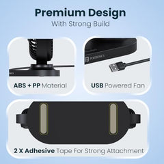Portronics Twin Cool Dual Head Portable USB Powered Fan With 360° Rotatable Head, 3 Speed Control, Ultra Silent Operation, Brushless Motor, Suitable For 12/24V Car,SUV,Bus,Desk,Home Fan(Black)