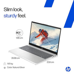 HP 15, Intel Core Ultra 5 125H (16GB DDR5, 1TB SSD) FHD, IPS, 15.6''/39.6cm, Win11, M365 Basic(1yr)*Office24, Silver, 1.65kg, fd1354TU, Intel Arc Graphics, FHD Camera w/Shutter, AI Powered Laptop