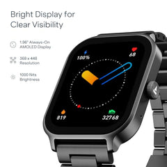 boAt Ultima Ember 2 Smartwatch, 1.96” AMOLED Display, Ultra Bright 1000 nits Brightness, AOD, Personalized Fitness Nudges, Functional Crown, 100+ Sports Mode smartwatch for Men & Women (Active Black)