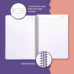 YOUVA Navneet|Spiral Long Book For Students And Executives|Spiral Bound With Safety Lock|A4 Size -21 X 29.7 Cm|Single Line|400 Pages|Pack Of 1