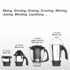 Vidiem Vstar Adc Blu Mixer Grinder 717 A|750 Watts|5 Jar In-1 Juicer|5 Leakproof Jars With Self-Lock, Wet And Dry, Chutneys & Curries|ABS Body|5 Year Warranty On Motor & 2 Year Product Warranty, Blue