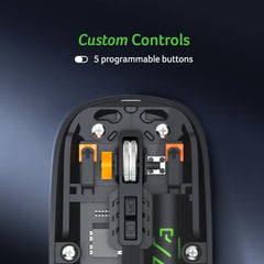 Acer Clearview Wireless Mouse, Dual Mode Bluetooth 5.2 & 2.4GHz, Rechargeable 500mAh Battery, RGB Lighting, 3200 DPI Adjustable, Silent Portable Mouse for Laptop, PC, Mac & Tablet, Blue
