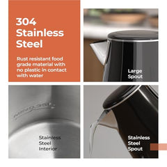 Lifelong Electric Kettle 1.5 Litre | 1350W Kettle | 304 Stainless Steel Inner Body | Cool Touch Body | Auto Shut-Off |Overheat Protection | Wide Mouth for Easy Cleaning | 360 degree Cordless Operation