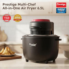 Prestige Multi-Chef All-in-One Air Fryer |80% less Oil Consumption|6.5L Capacity |1200 Watts Power|Airfry,Oven, Toast, Grill|See Through Lid|Advance Digital Display|Even Heat Distribution|Black