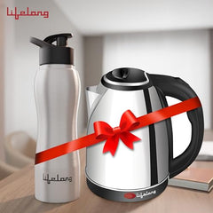 Lifelong Electric Kettle 1.5 litre | 1500W Stainless Steel Kettle with Double Wall & Cool Touch Body | Multipurpose Electric Kettle | 360° Swivel Base, Auto Shut Off & Overheat Protection (Black)