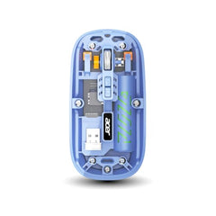 Acer Clearview Wireless Mouse, Dual Mode Bluetooth 5.2 & 2.4GHz, Rechargeable 500mAh Battery, RGB Lighting, 3200 DPI Adjustable, Silent Portable Mouse for Laptop, PC, Mac & Tablet, Blue