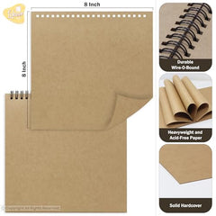 Lakeer Kraft Sketchbook - A4 Size, 250 GSM-25 Sheets, for Sketching, Drawing, Painting, etc - Landscape