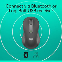 Logitech Signature M650 Wireless Mouse - for Small to Medium Sized Hands, 2-Year Battery, Silent Clicks, Customisable Side Buttons, Bluetooth -Graphite