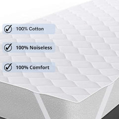 Trance Home Linen 100% Cotton Quilted Mattress Protector Single Siz Bed| Quilted Bed Cover |Water Resistant | Breathable 100% Cotton Pad with Elastic Straps on Corners (75x36 inch, Beige)