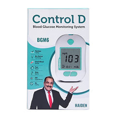 Control D Advanced Digital Diabetes Glucose Blood Sugar Testing Monitor with 5 Strips Glucometer (White, Green)