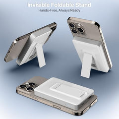 10000mAh Magnetic Wireless Power Bank Sylaris Magpro for iPhone 17/16/15/14/13/12 Series Type C Fast Charging Lithium Polymer Battery (Input & Output) 15w Wireless & Mag-Safe - White