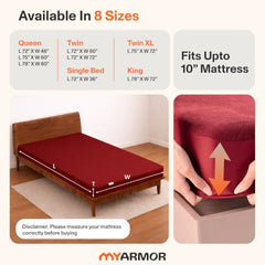 MY ARMOR Waterproof Mattress Protector King Size, 78x72, 6.5x6 feet, Double Bed Protector Sheet Cover, Breathable and Hypoallergenic Ultra Soft Fitted Terry Cotton Feel Fabric, Elastic Skirting, Grey
