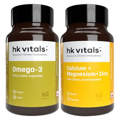hk vitals Omega 3, 60 Fish Oil Capsules + Multivitamin, 60 Tablets | 1000mg Omega 3 with 180mg EPA and 120mg DHA | For Brain, Heart, and Joints Health