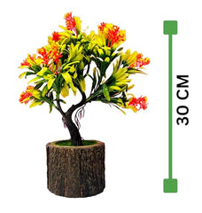 Dekorly Small Artificial Bonsai Tree Fake Plant Potted House Plants Japanese Pine Bonsai Plant Faux Bonsai for Home Indoor Decoration Office (Wooden Potted Plants, Design-G)