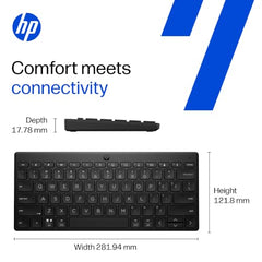 HP 350 Compact Multi-Device Bluetooth Wireless Keyboard; Spill Resistant; Swift Pair; OS Auto-Detection, LED Indicator, Battery Life Up to 24 Months, 3 Years Warranty