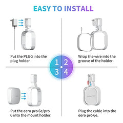 Wall Mount Holder for eero Pro 6e/Pro 6 Mesh Wi-Fi System,Outlet Wall Mount Stand Bracket for eero Pro 6e tri-Band Mesh,Wall Bracket for eero Pro 6 Extender Router Wire Organizer (1)