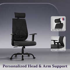 Furnivo Titan Ergonomic Office Chair for Home & Office | Adjustable Armrests | 120 Recline | Lumbar Support | Thick Cushioned Seat | Heavy-Duty Base | 3 Years Warranty (Eco Black Red)