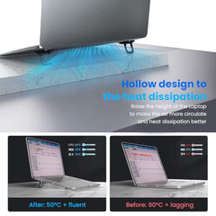 ZORBES® Portable Invisible Laptop Riser Stand, 2 Mini Self-Adhesive Alloy Metal Folding Desk Stand, Lightweight Laptop Desk Feet for MacBook, Lenovo, HP, Dell, Laptops & Tablets, 2pc (Black)