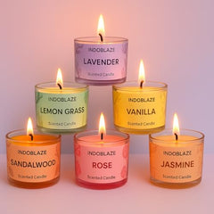 Indoblaze Aroma Candles Gift Set | 6 Fragrances Aroma Candle | Scented Candles Set | Perfect for Gifting (Pack of 12)