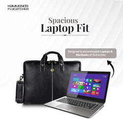 HAMMONDS FLYCATCHER Genuine Leather Office Bag for Men - 15.6 Inch Laptop Bag for Men for Professionals, Business Travelers - Adjustable Straps & Multiple Compartments - 1 Year Warranty - Brown