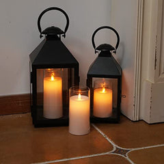 Flameless LED Pillar Candle Set of 2 | Acrylic Fiber Glass | Dancing Faux Wick | Remote Control with Battery Operated 3 AA | Home Décor & Gifting | 3" D x 6" H | Red