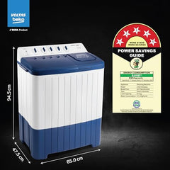 Voltas Beko, A Tata Product 8 Kg 5 Star Semi-automatic Top Load Washing Machine with Double Waterfall Technology (WTT80UHA / OK5I0I0W01E, Blue, 5 Knob Control Method)