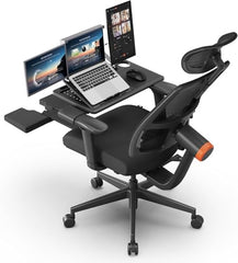 DROGO Bold Posture Ergonomic Office Chair for Work from Home with Adaptive Lumbar Support, Laptop Tray, 4D Armrest, Recline, Adjustable Height & Headrest, High Back Computer Chair With Footrest (Grey)