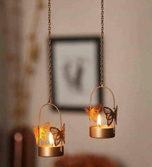 The Purple Tree Aluminium Hanging Butterfly Tealight Candle Holders Combo Pack (Pack of 4)