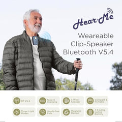 CUBETEK Hear-ME Wearable Bluetooth V5.4 Clip-Speaker with 5 Watts Sound, IPX7 Water/Dust Resistant, Torch, Built in Mic for Calling Function