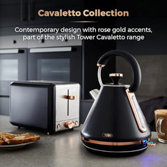 Tower Electric Kettle 1.7L Metal Body Auto Shut-Off 360° Base Blue | 1.7L capacity, 1350W rapid boil, full metal body, auto shut-off and boil-dry protection, 360-degree swivel power base