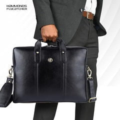 HAMMONDS FLYCATCHER Men Genuine Leather Office Bag - Laptop Bag - Padded Laptop Compartment, Fits 14 Inch Laptop - Adjustable Strap, 1 Year Warranty - Office, Travel, Daily Use - Brushwood, Brown