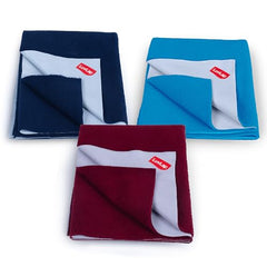 LuvLap Instadry Waterproof Baby Dry Sheet, Small Size 50x70 cm, Extra Absorbent Quick Dry Sheet for New Born,Toddler, Anti-Piling Fleece for Baby, Bed Protector, Pack of 2, Maroon & Navy Blue