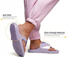 Yoho Drizzle Soft Slippers for Women, Mild Acupressure, Lightweight, Anti Skid & Slip, Diabetic Footwear for Woman, Home Wear Bathroom Chappal for ladies | Waterproof Monsoon & Rainy Footwear | Pastel Lavender - UK 5