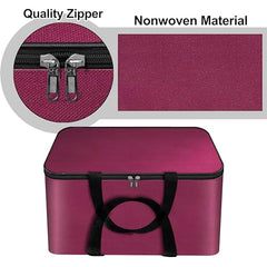 Storite 2 Pack Nylon Wardrobe Bag Underbed Cloth Storage Organizer | Moisture Proof Storage Bag, Storage box for Clothes Saree Bags, Zippered Closure & Handle - Magenta,37x34x23 cm
