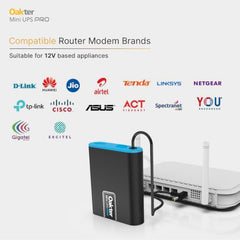 Oakter Mini UPS Basic for WiFi Router Broadband Modem | Supports 12V-2A Routers. Backup Upto 3 Hours | WiFi Router UPS Power Backup During Power Cuts| Current Surge & Deep Discharge Protection