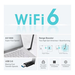 TP-Link AX1800 Wi-Fi 6 Dual Antennas High Gain Wireless USB 3.0 Adapter, Dual-Band, Auto Driver, MU-MIMO, Low- Latency, 1-Meter Cable, Supports Windows 10/11, Highly Secure WPA3 (Archer TX20U Plus)
