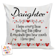 Gift for Daughter Birthday Special Birthday for Daughter Printed Cushion(12 inch X 12 inch with Filler with Keychian) Girls Pillow Daughters Day for Daughter and Girls (V) (D-5A)
