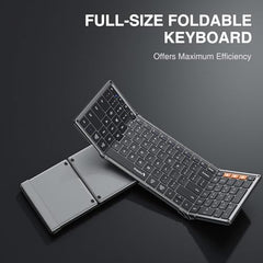 ProtoArc Foldable Bluetooth Keyboard, XK01 Full Size Folding Wireless Keyboard with Number Pad, Portable Travel Keyboard for Windows iOS Android Tablets, Laptops, iPad