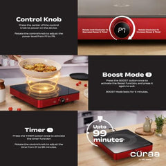 CΓRAA IndiePro Induction Stove | 6kV Surge Protection | 2100 W Induction Chulha | Rotary Knob Control | Timer Function | Incremental Heat Adjustment | 2 Year Warranty