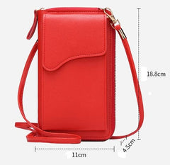 MOMISY Women Cellphone Sling Bag Card Holder Wallet Handbag Crossbody multi-function Shoulder Bag for Girls (Red)